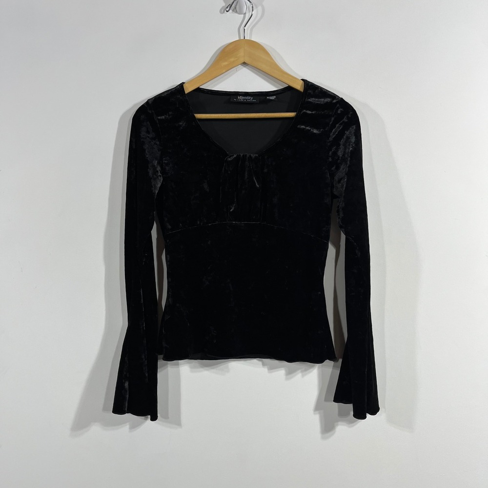 Lord & Taylor Fairy Grunge Babydoll Crushed Velvet Bell Sleeve Top Small Boho